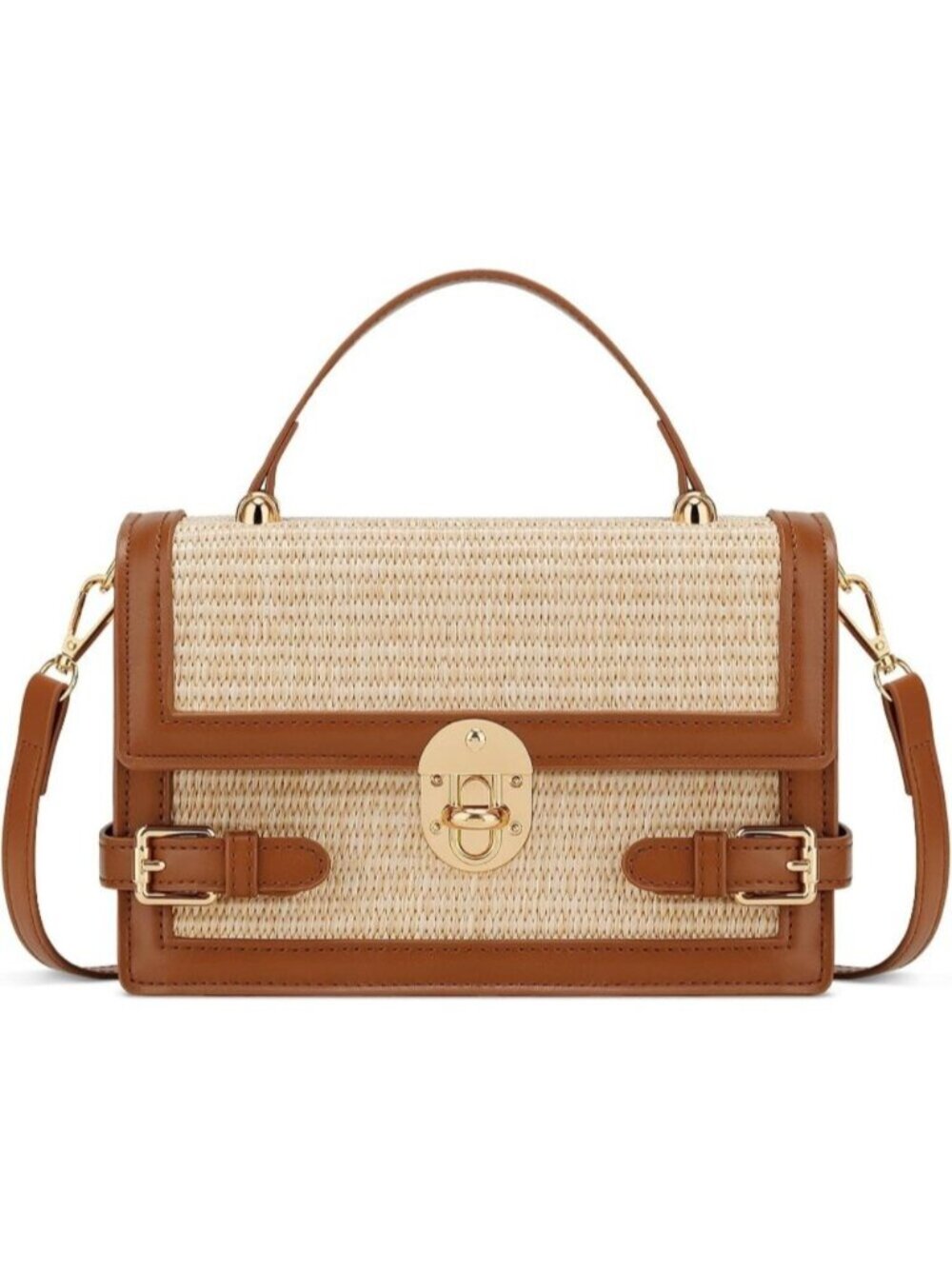 〽️Women's Brown Summer Beach Shoulder Small Straw Purse Crossbody Handbag